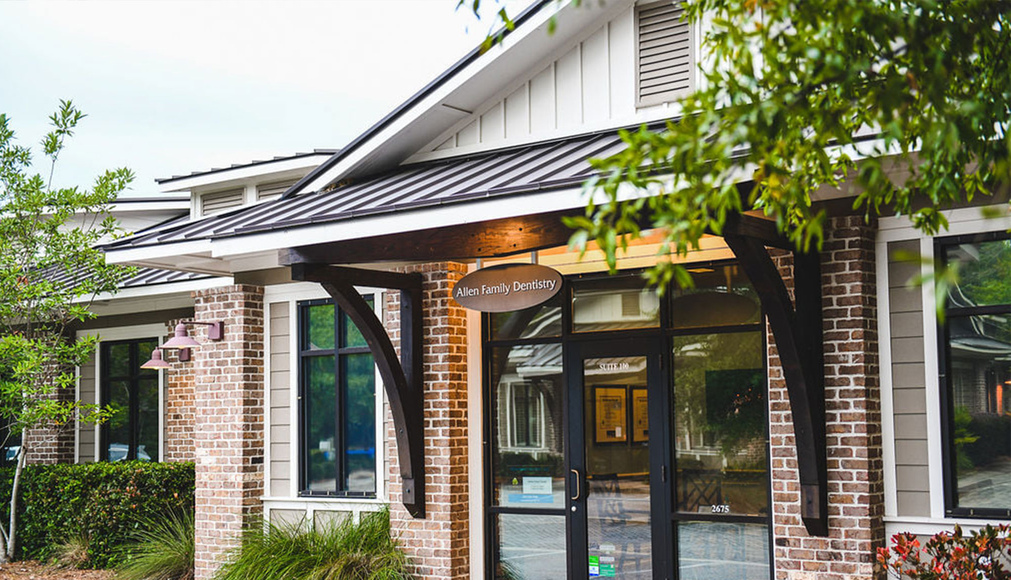 The Allen Family Dentistry entrance in Brickyard Professional Park, Mount Pleasant